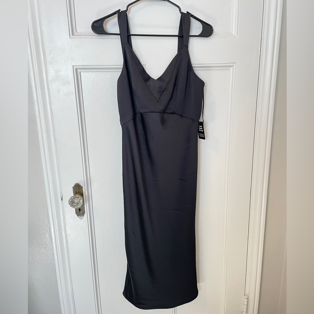 Express black satin midi dress